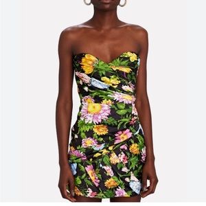 Ronny Kobo Margot Strapless Floral Satin Mini Dress size medium